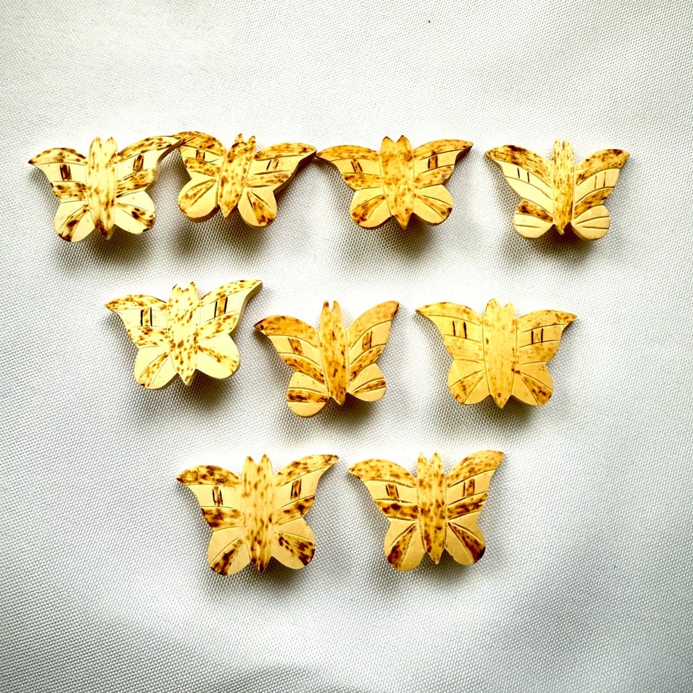 Wooden butterfly buttons set of 9 sewing craft decorative